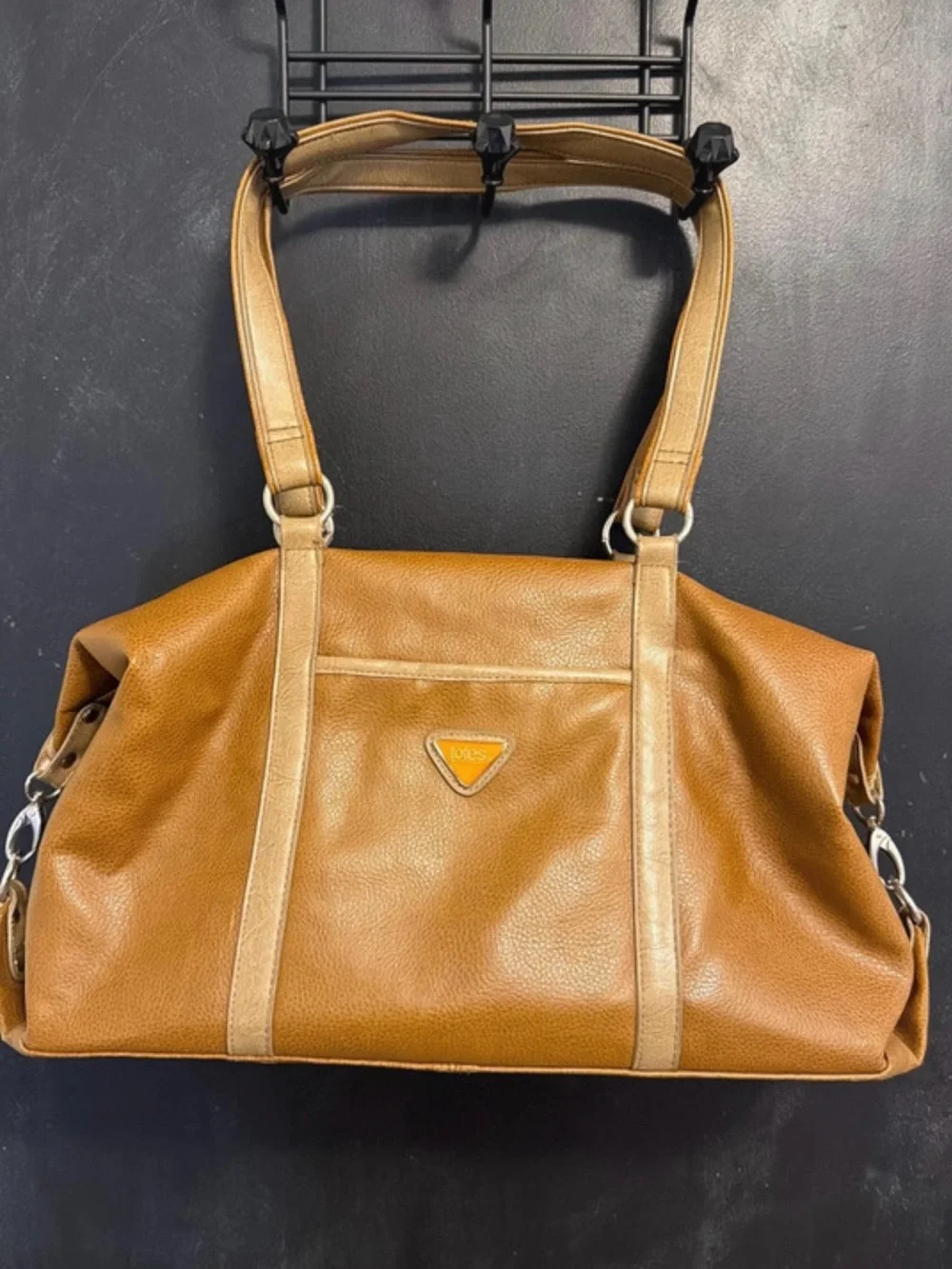 Vintage tote shoulder bag with iconic orange triangle. Likely 90’s early 2000.